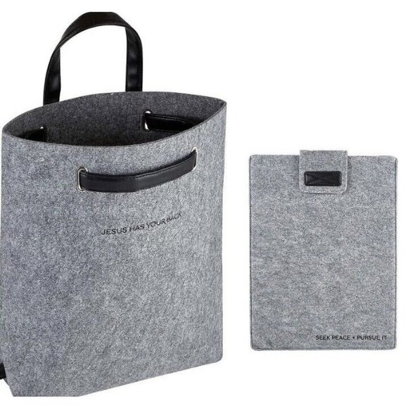 Faithworks Convertible Inspirational Felt Backpack & La Light Gray,Bag - Picture 1 of 8